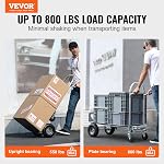 VEVOR Aluminum Hand Truck, 2 in 1, 800 lbs Load Capacity, Heavy Duty Industrial Convertible Folding Hand Truck and Dolly, Utility Cart Converts from Hand Truck to Platform Cart with Rubber Wheels