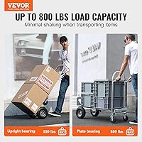 Vista 94 de VEVOR Folding Hand Truck and Dolly, 309 Lbs Capacity, Aluminum Foldable Cart, Heavy-Duty Luggage Trolley Cart with Telescoping Handle and PP+TPR