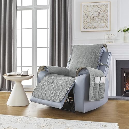 Miniatura 3 de RBSC Home Fundas para sillas reclinables pequeñas de 23 pulgadas, impermeables, color gris, fundas para sillas reclinables, fundas para sillas para