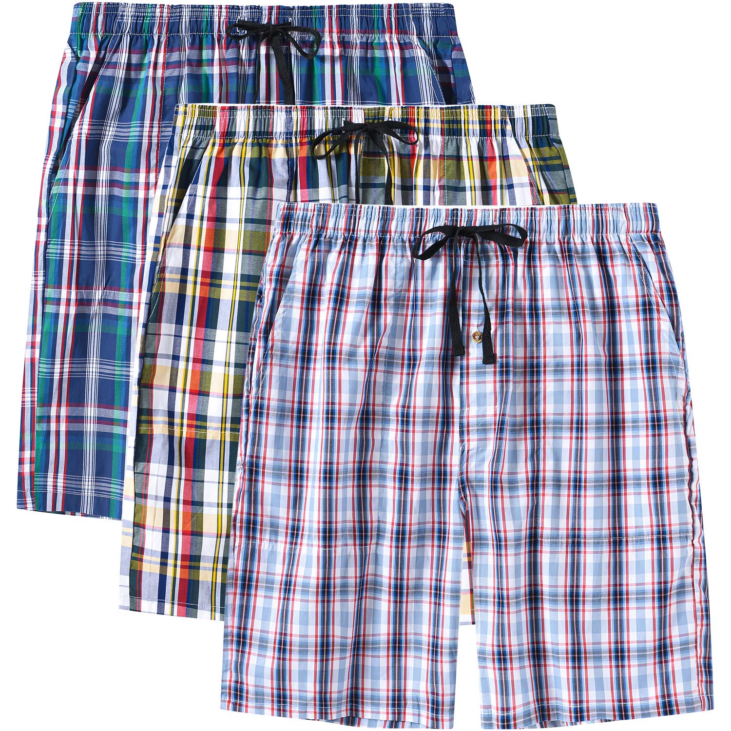 MoFiz Pantaloni Corti Pigiama Uomo Cotone Pantaloncini Shorts a Quadretti con Tasche