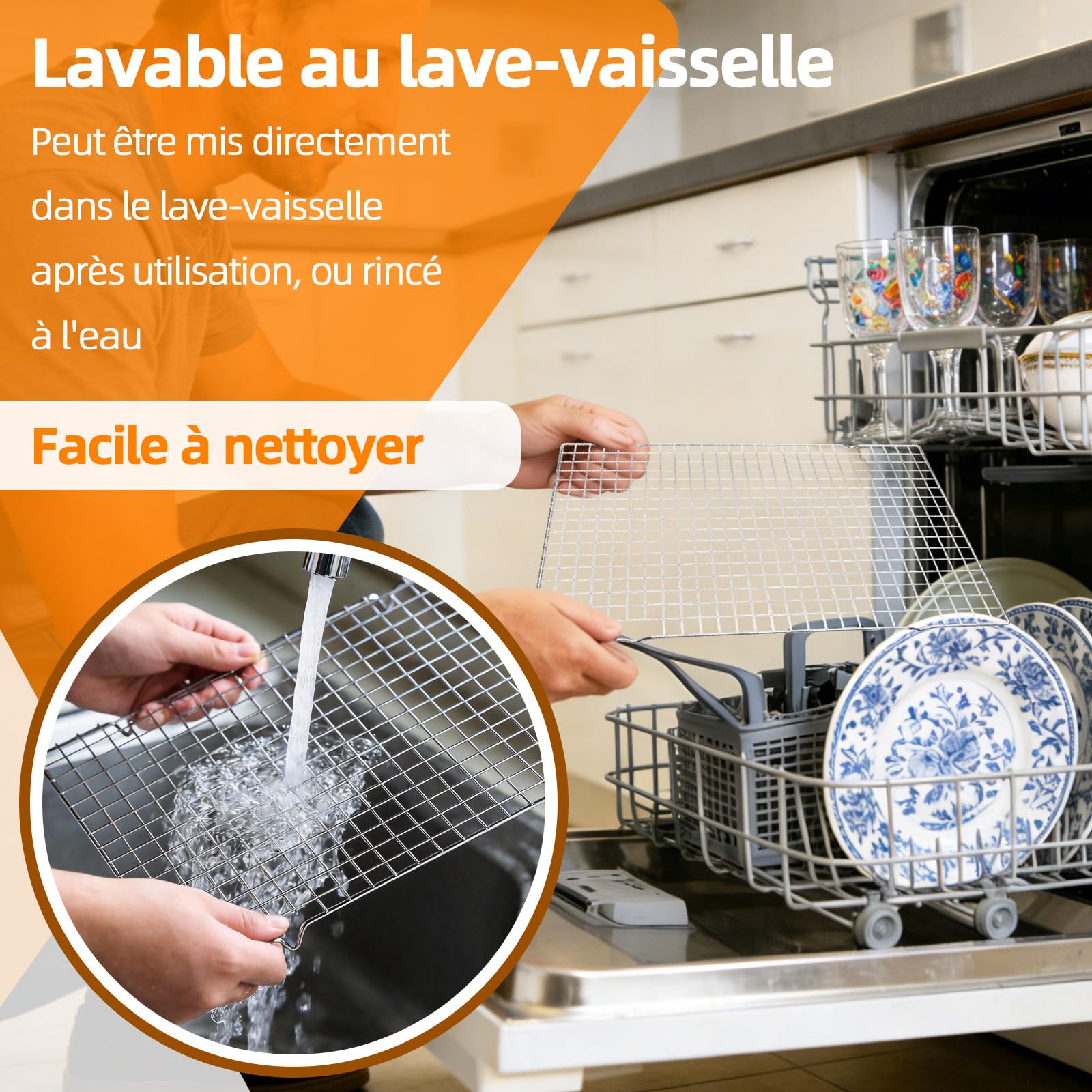 Grille Patisserie 43x29 cm en Acier avec Pieds Stables, Lavable au Lave-Vaisselle