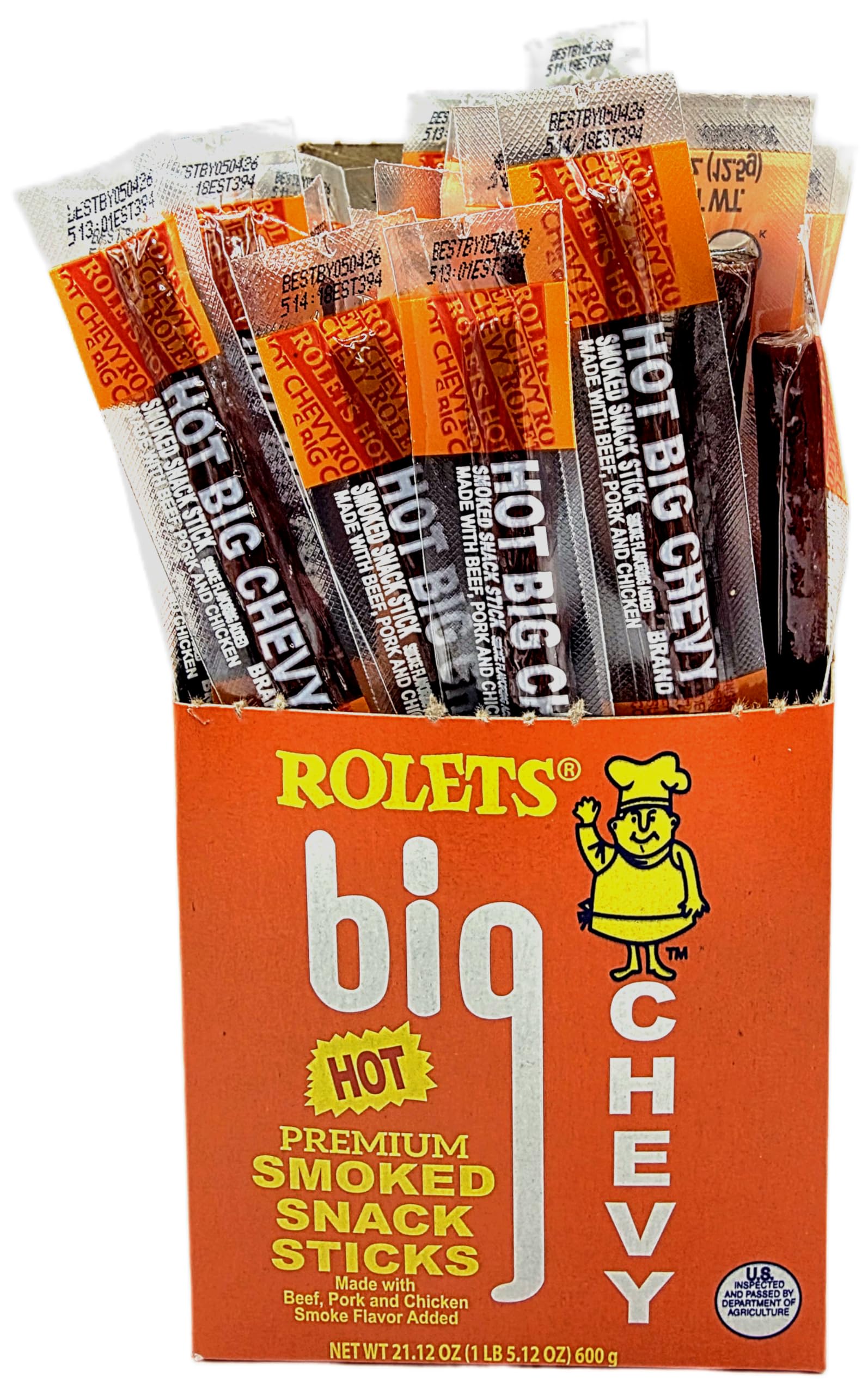 Amazon.com: Rolets Hot Premium Smoked Snack Meat Sticks, 48 Count