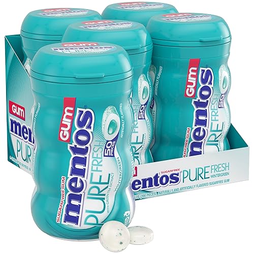 Miniatura 1 de Goma de mascar Mentos Pure Fresh, sin azúcar con xilitol, sabor Wintergreen, para dulces de Halloween, a granel, 50 unidades (paquete de 4)