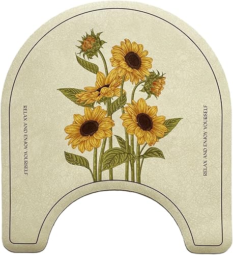 Miniatura 3 de UKELER Juego de 2 alfombras de baño de girasol, absorbentes de agua, antideslizantes, alfombra de baño en forma de U para bañera, ducha, fregadero y