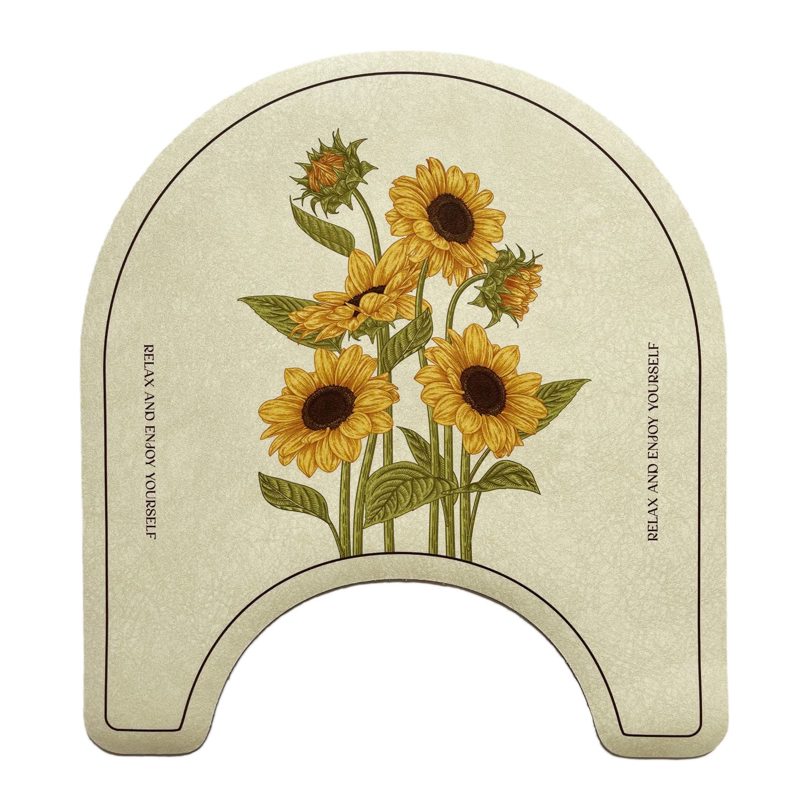 Floral Bathroom Contour Rug 21.6''×19.6'' Sunflower Absorbent Non Slip Bath Mat Machine Washable Bath Rug for Bathroom U Shape Toilet Rug