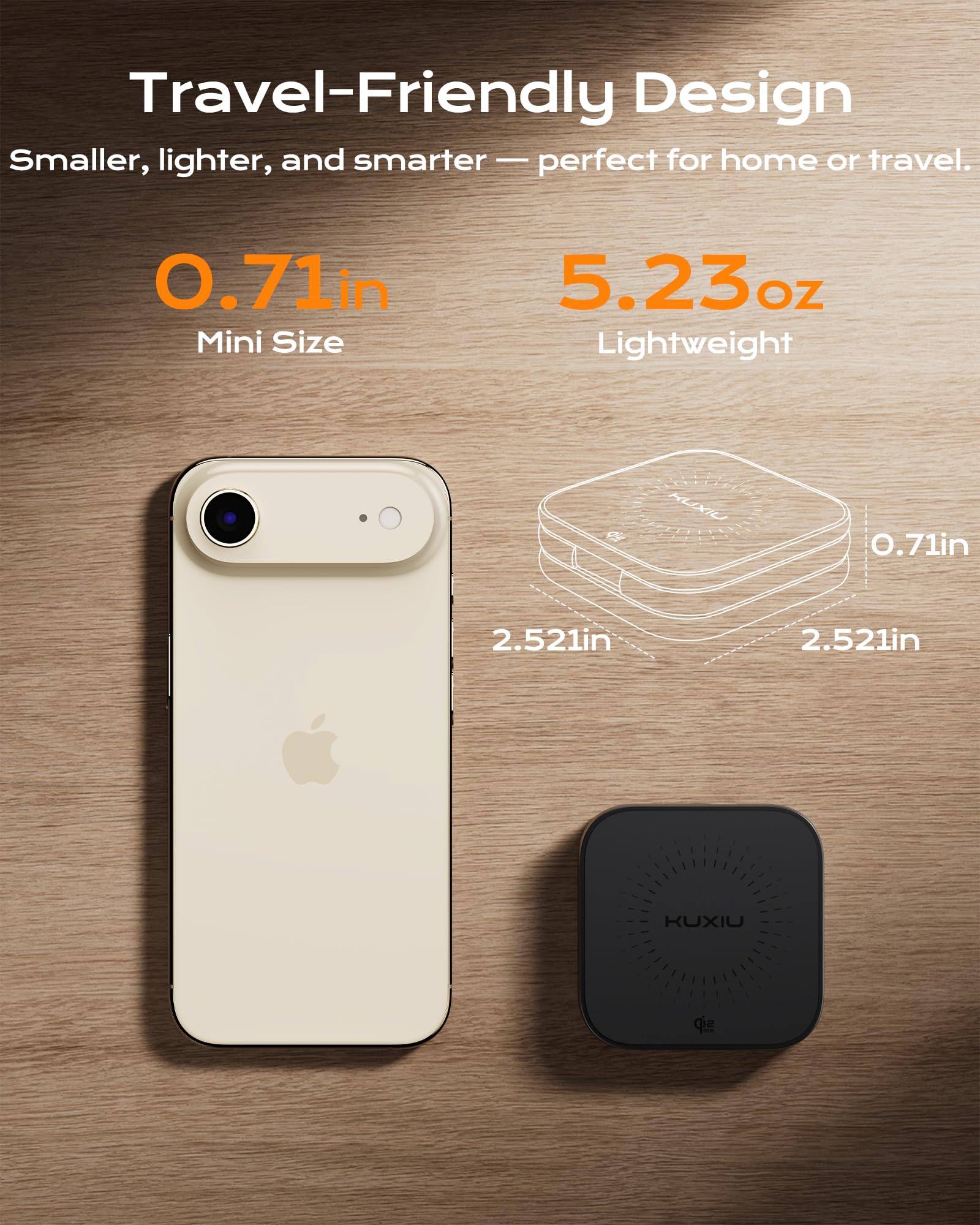 KU XIU X40 Turbo Qi2.2 25W Cargador Inalámbrico Magnético 3 en 1, Estación de Carga Plegable para iPhone 17/16/15/14/13/12, 5W para Apple Watch y AirPods, Diseño en Aluminio, Adaptador GAN 45W Incl.