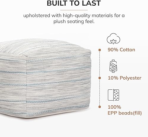 Miniatura 4 de Anji Mountain Puf otomano cuadrado Joya 22 x 22 x 16 pulgadas grismarfil