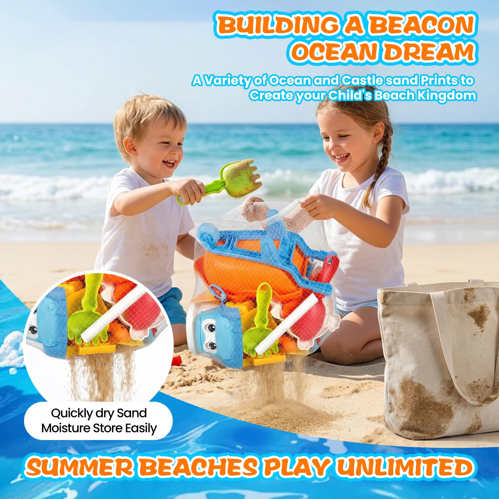 Sandspielzeug, 30 Pcs Sandkasten Spielzeug, Sandspielzeug ab 1 2 3 4 5 6 7 Jahr, Strandspielzeug Kinder Mädchen Jungen, Strand Sandspielzeug Set Sandschaufel, Wassereimer, Sandformen, Netzbeutel