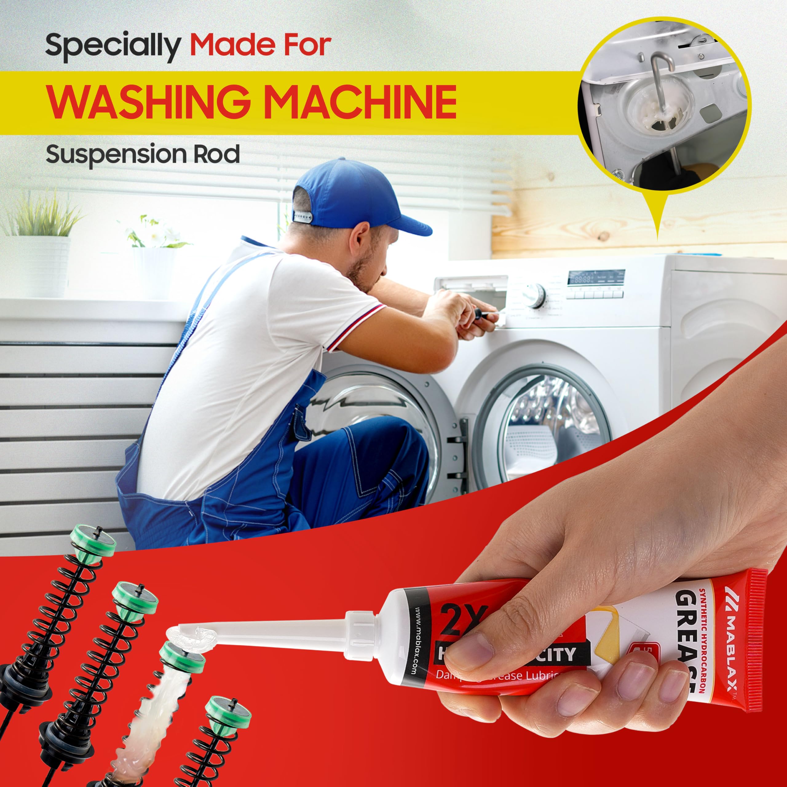 Amazon.com: Mablax Damping Grease Washing Machine Suspension Rod 50g - Medium-Viscosity Lubricant for Suspension Rods, Toilet Seats, Car Doors, Cameras & Joystick | Dampening Grease Washing Machine : Industrial & Scientific Amazon.com: Mablax Damping Grease Washing Machine Suspension Rod 50g - Medium-Viscosity Lubricant for Suspension Rods, Toilet Seats, Car Doors, Cameras & Joystick | Dampening Grease Washing Machine : Industrial & Scientific