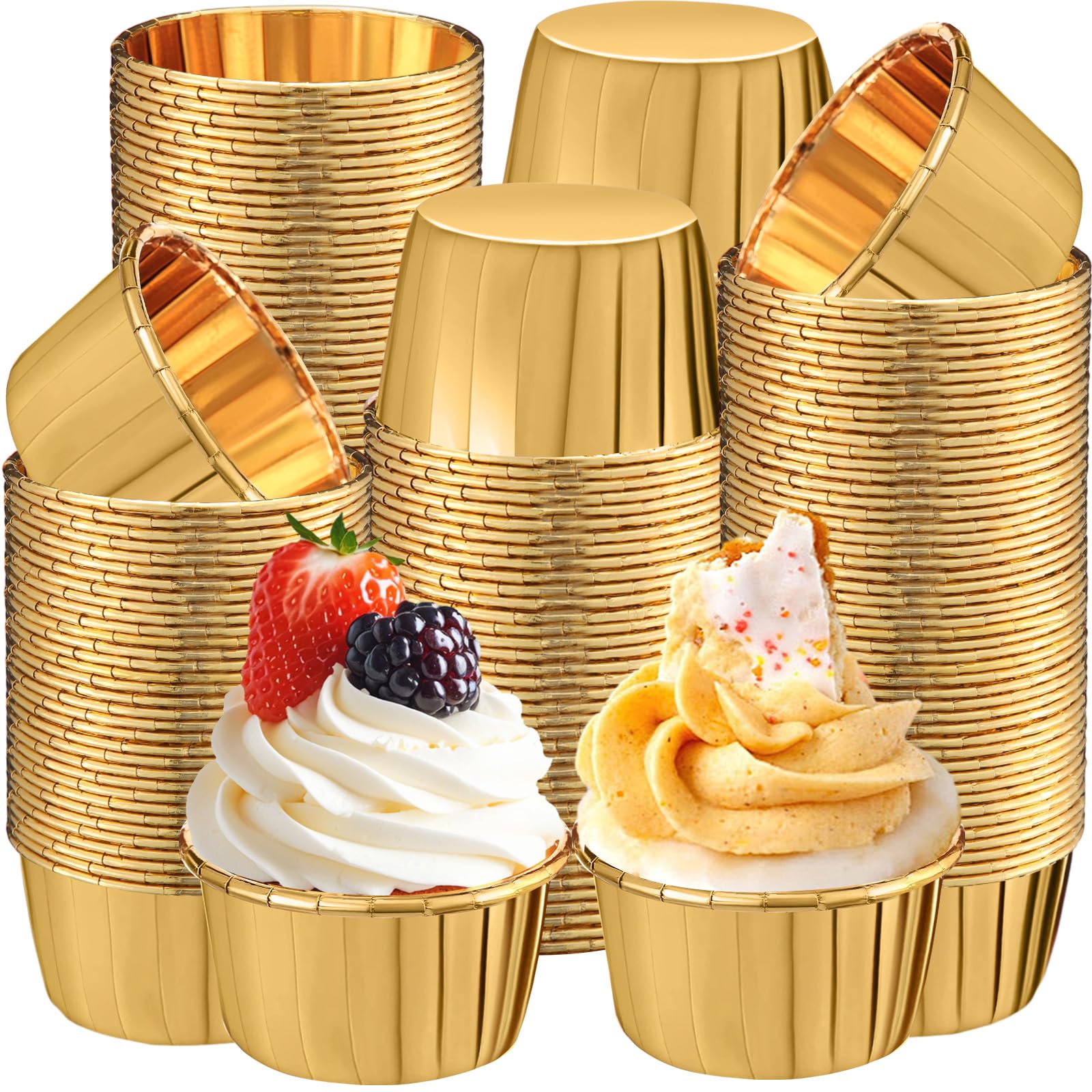 450 Pack Gold Cupcake Liners Bulk Disposable Foil Muffin Cup