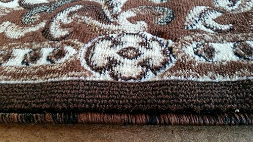 Miniatura 4 de Tapete persa redondo tradicional para zona, diseño de Americana 101 (4 pies x4 pies, redondo), Poliéster & Mezcla de poliéster, Marrón