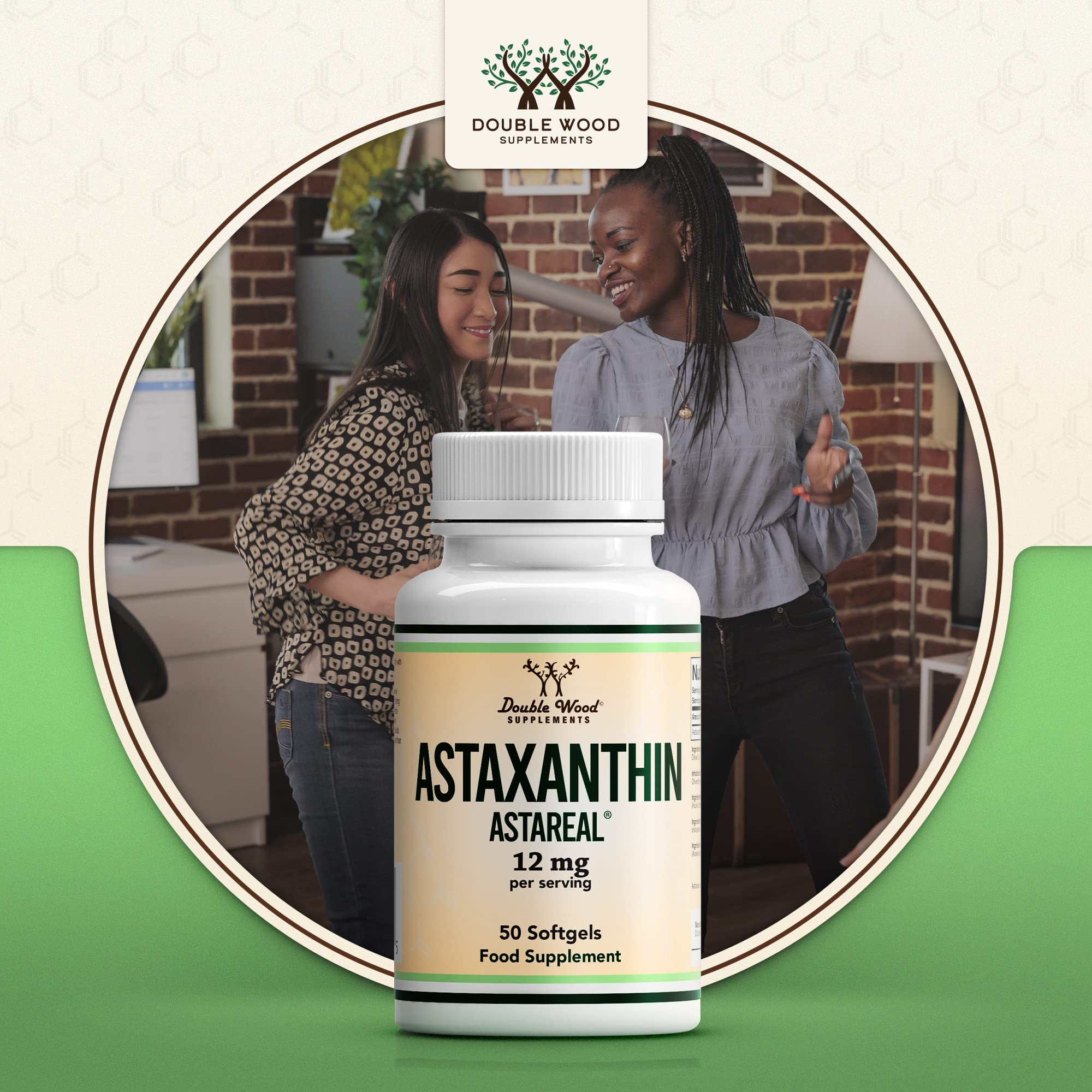 Double Wood Astaxantina | 50 Cápsulas Blandas - 12mg de Astaxantin por Porción | Suplemento Antioxidante de Alta Potencia | Sin OGM ni Gluten | Hecho en el RU