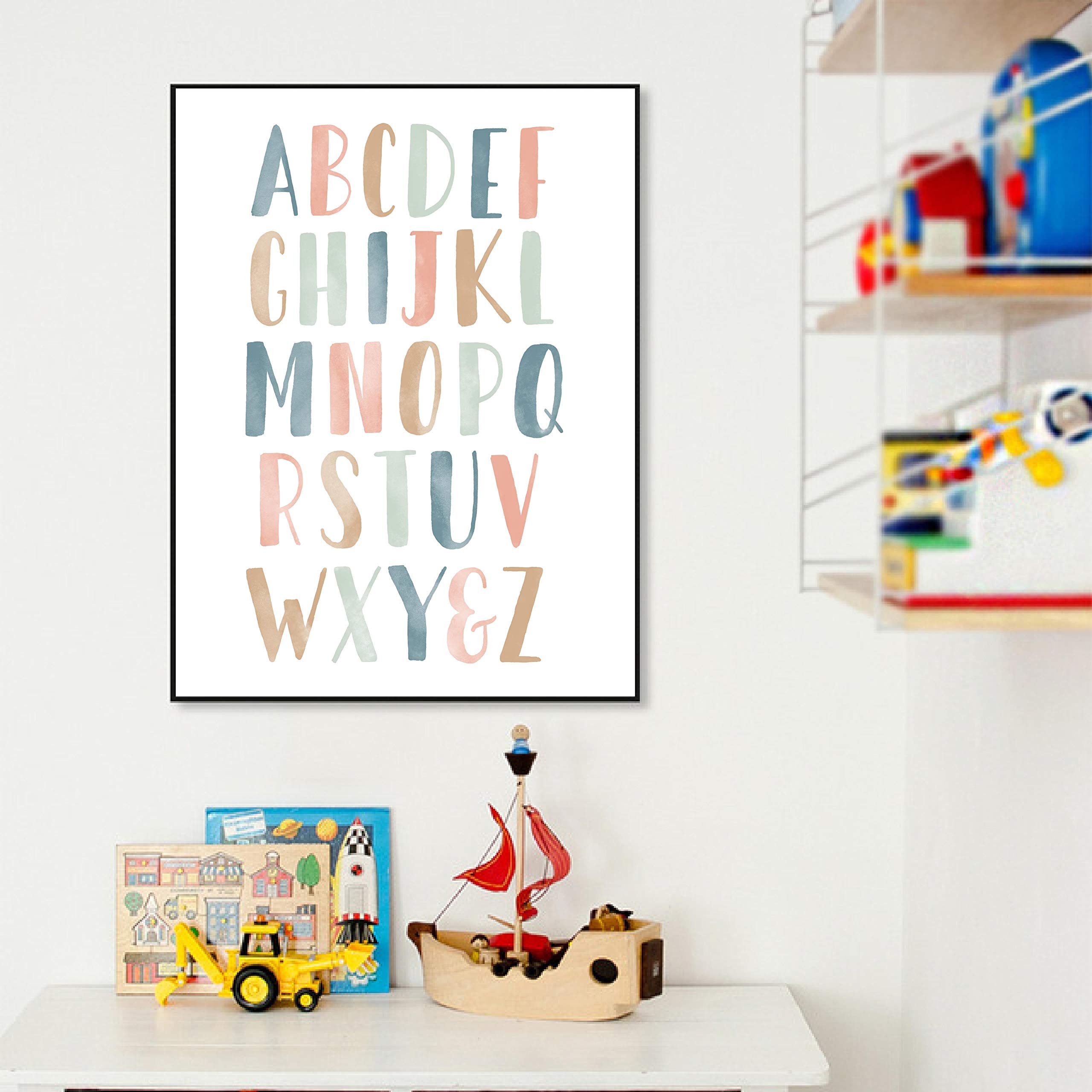 ABC chiffres Alphabet affiche pépinière éducatif mur Art impression sur toile enfants chambre décoration peinture neutre image 60x90cmx2pcs sans cadre