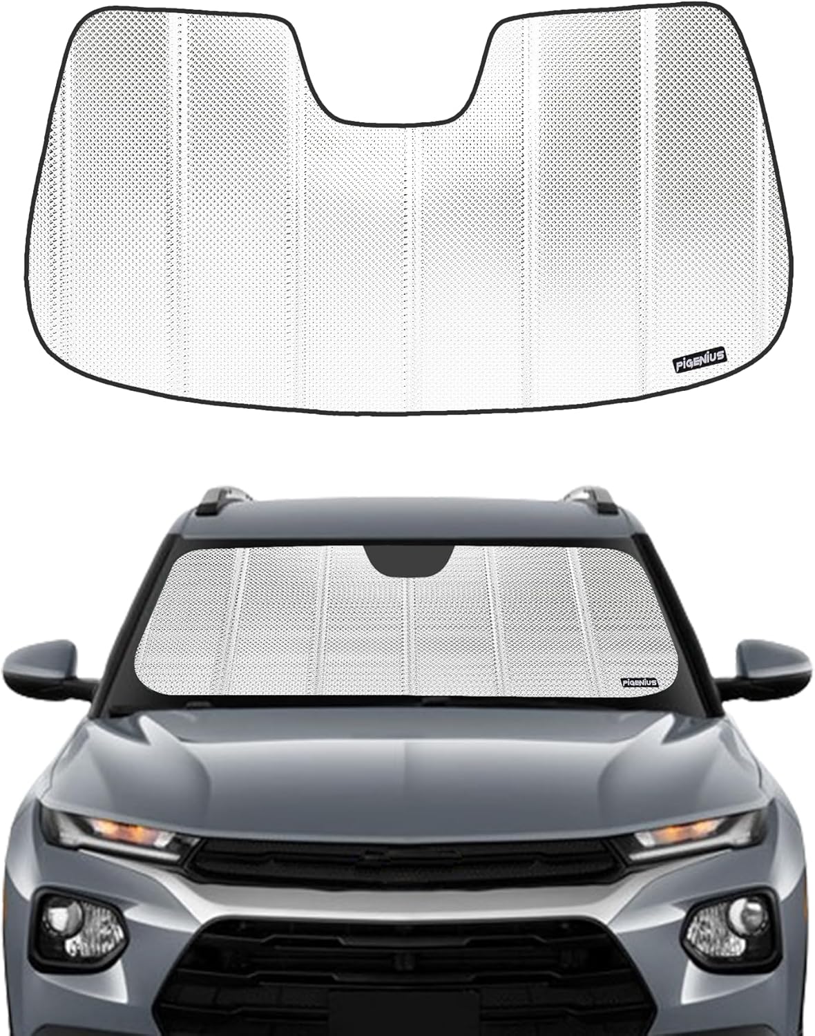 Windshield Sun Shade for 2021-2024 Chevrolet Trailblazer. Front Window Sunshade with Storage Bag 2021-2023 Silver