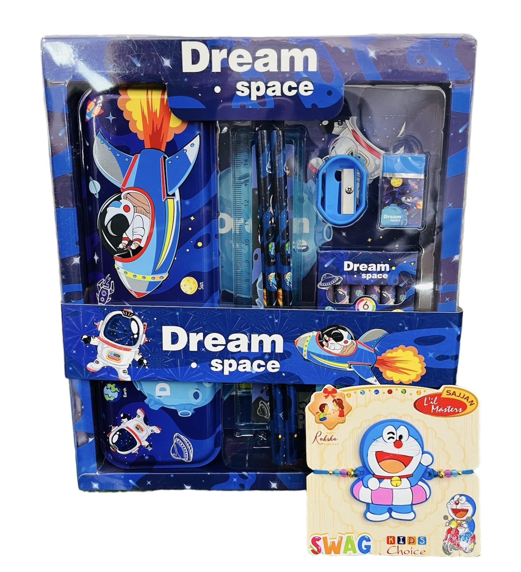 Paaroots Pack of 12pcs Space Theme Stationery Set with Best Bro Rakhi for Boys Set of Pencil Eraser Color Scale Pencil Box Geometry School Stationery Kit Rakhi Gift Set (B0DB2PCRXC) Amazon Price History, Amazon Price Tracker