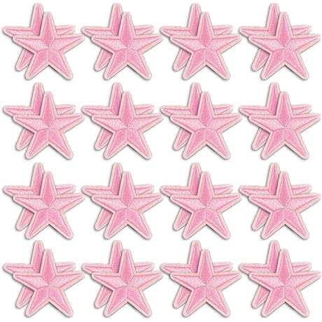 Pink Star Iron-On Patches for Embellishments