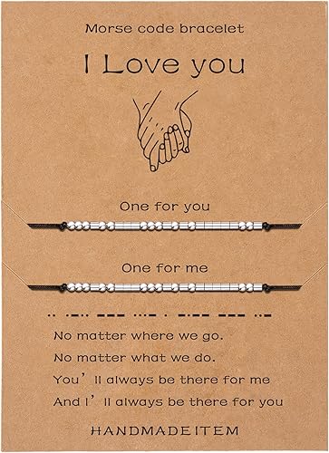 SANNYRA Pulsera con código morse para regalos del día de la madre Pulseras para hermana y hermano, pulseras familiares con código morse a juego