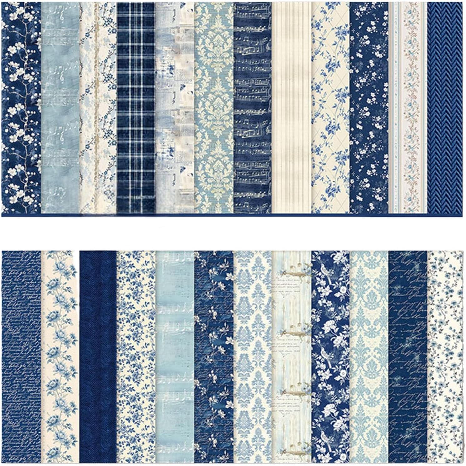 24 Sheets Scrapbook Paper,12x12 Inch Scrapbooking Paper Boho Pattern Papers Set,Double-Sided Craft Decoupage Papers for DIY Card Making,Crafts,Art Journaling,Gift Decoration,Photo Album (Blue)