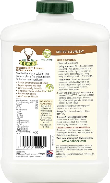 Concentrated Animal Repellent - Bobbex | Rabbit, Squirrel, and Chipmunk Repeller Concentrate (32 oz.) B550120