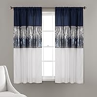 Vista 35 de Lush Décor Panel de cielo nocturno para sala de estar, dormitorio, comedor (cortina individual), 84 "x 42", gris y negro