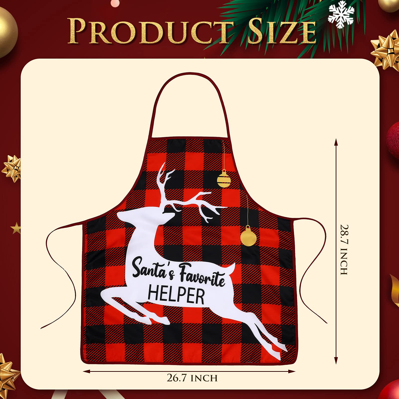 SATINIOR 4 Pcs Funny Christmas Aprons Black Buffalo Plaid Xmas Cooking Apron for Chef (Vivid Style)