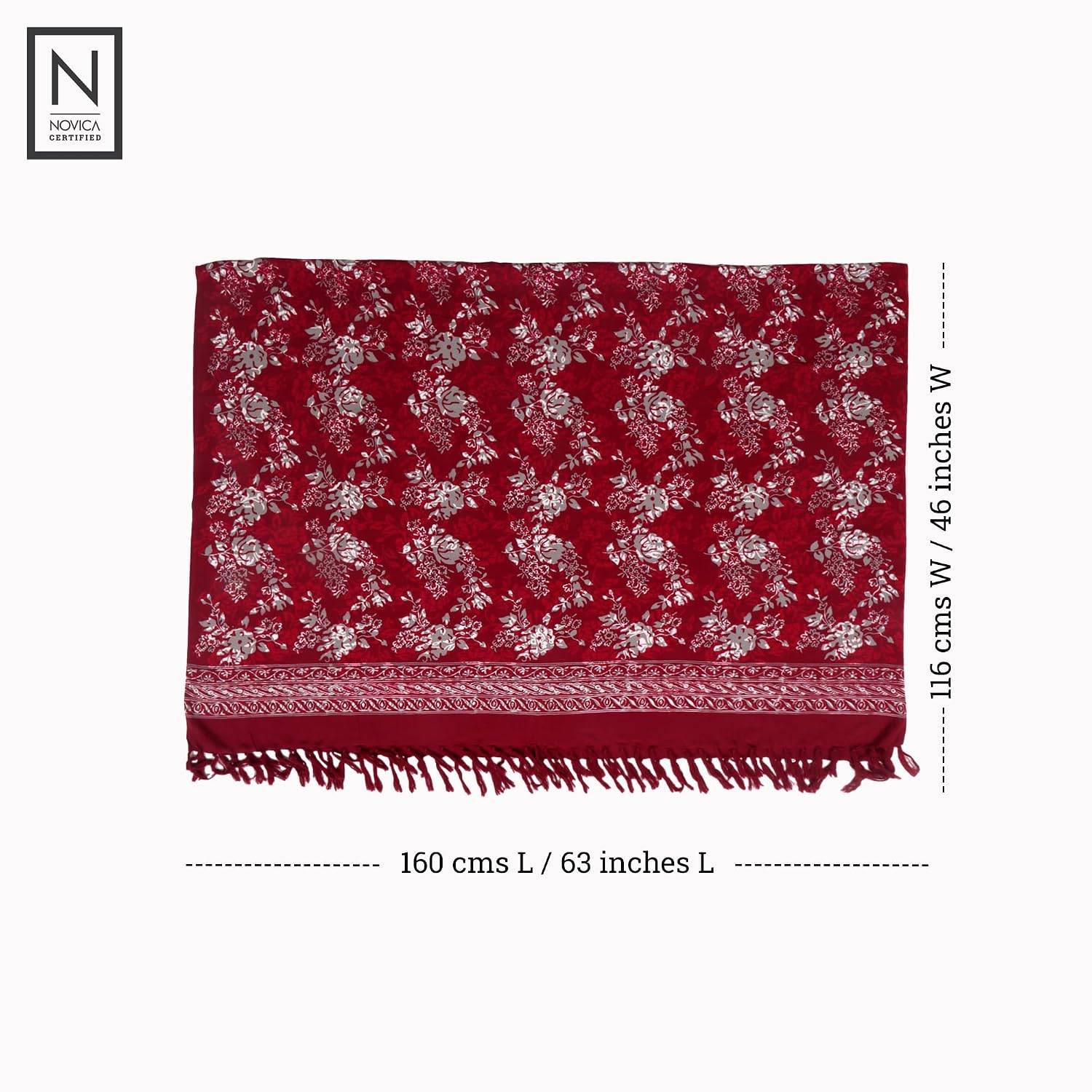 NOVICA Handcrafted Tie Dye Sarong Pareo Wrap for Women, Batik Cover Up, Lightweight Beach Skirt from Bali ' Tropical Garden in Claret'