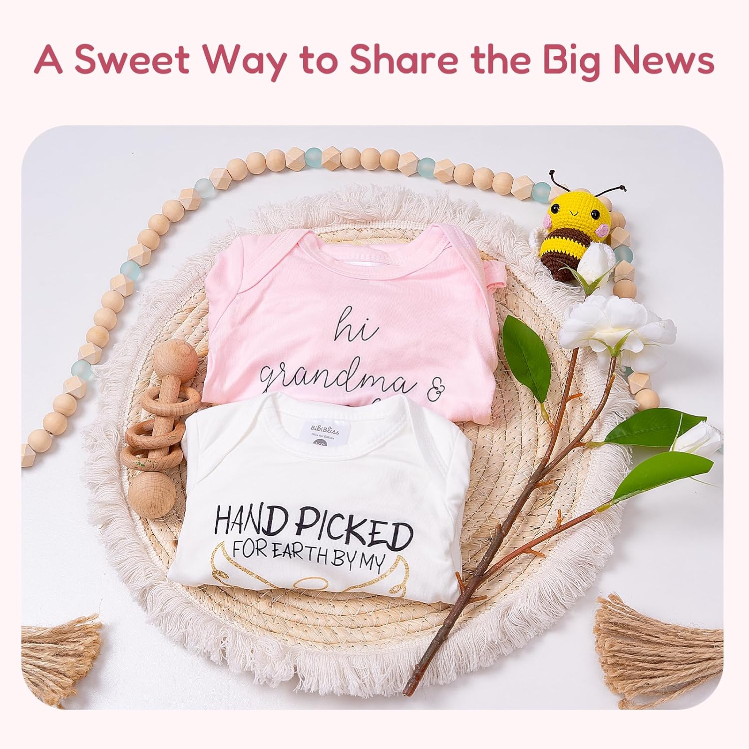 Pregnancy Announcement for Grandparents Newborn,Hi Grandma and Grandpa,Hand Picked for Earth by My Grandma