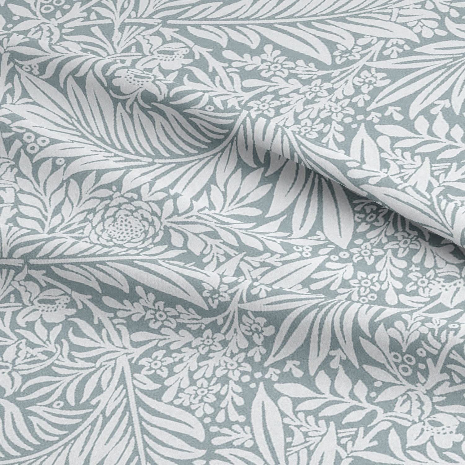 Glamour Secrets Silver Cotton Fabric - William Morris Larkspur Floral Craft Fabric Material Metre