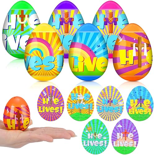 Jenaai 24 Set Prefilled Christian Easter Eggs with Jigsaw Puzzle