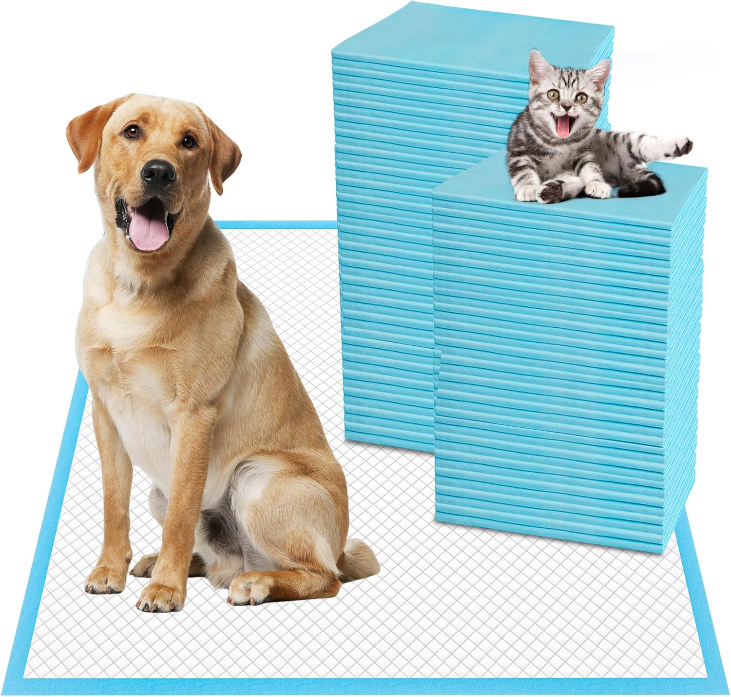 boscute xxl thicken 6 layers heavy absorbent 30"x36" pet training dog pee pads, extra large polymer leak-proof quick dry puppy pee pads, disposable pee pads for dogs cats rabbit 50