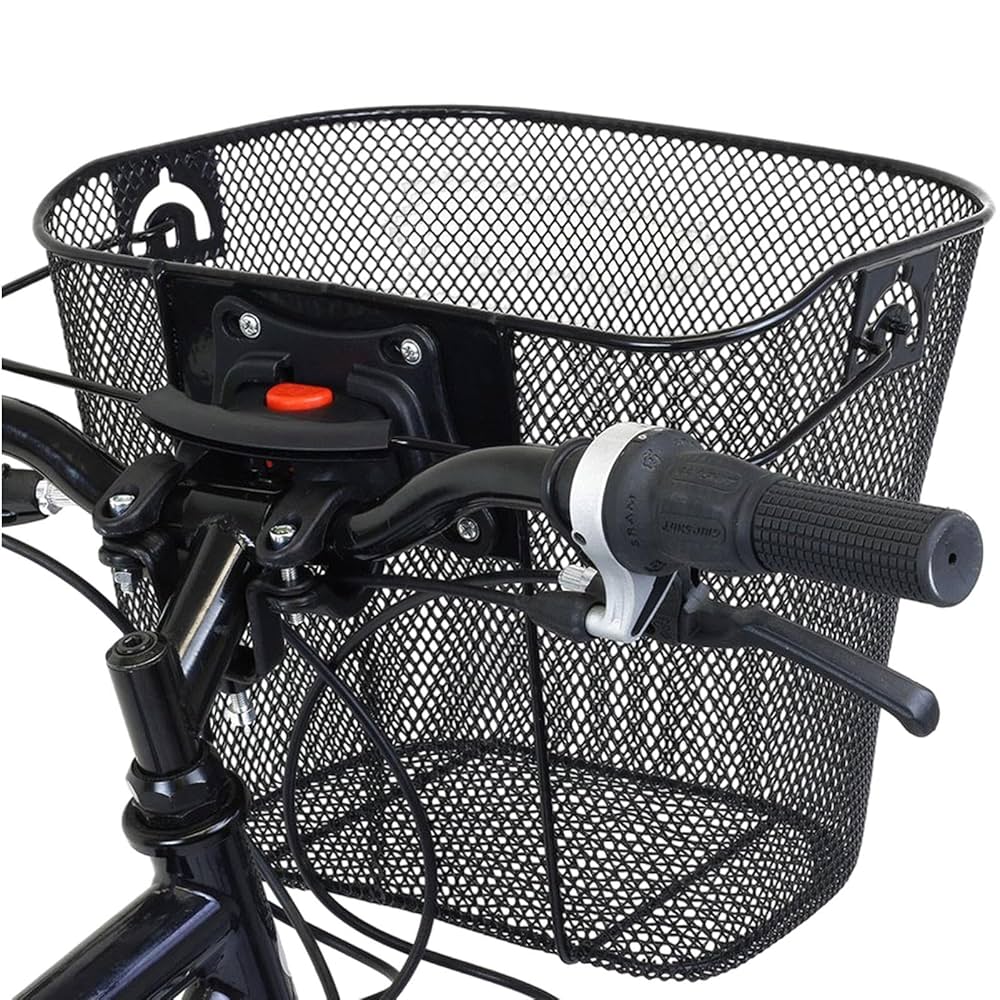 自転車用金属製バスケット（黒） Amazon | バスケットフロント - 電動バスケット、取り外し可能な