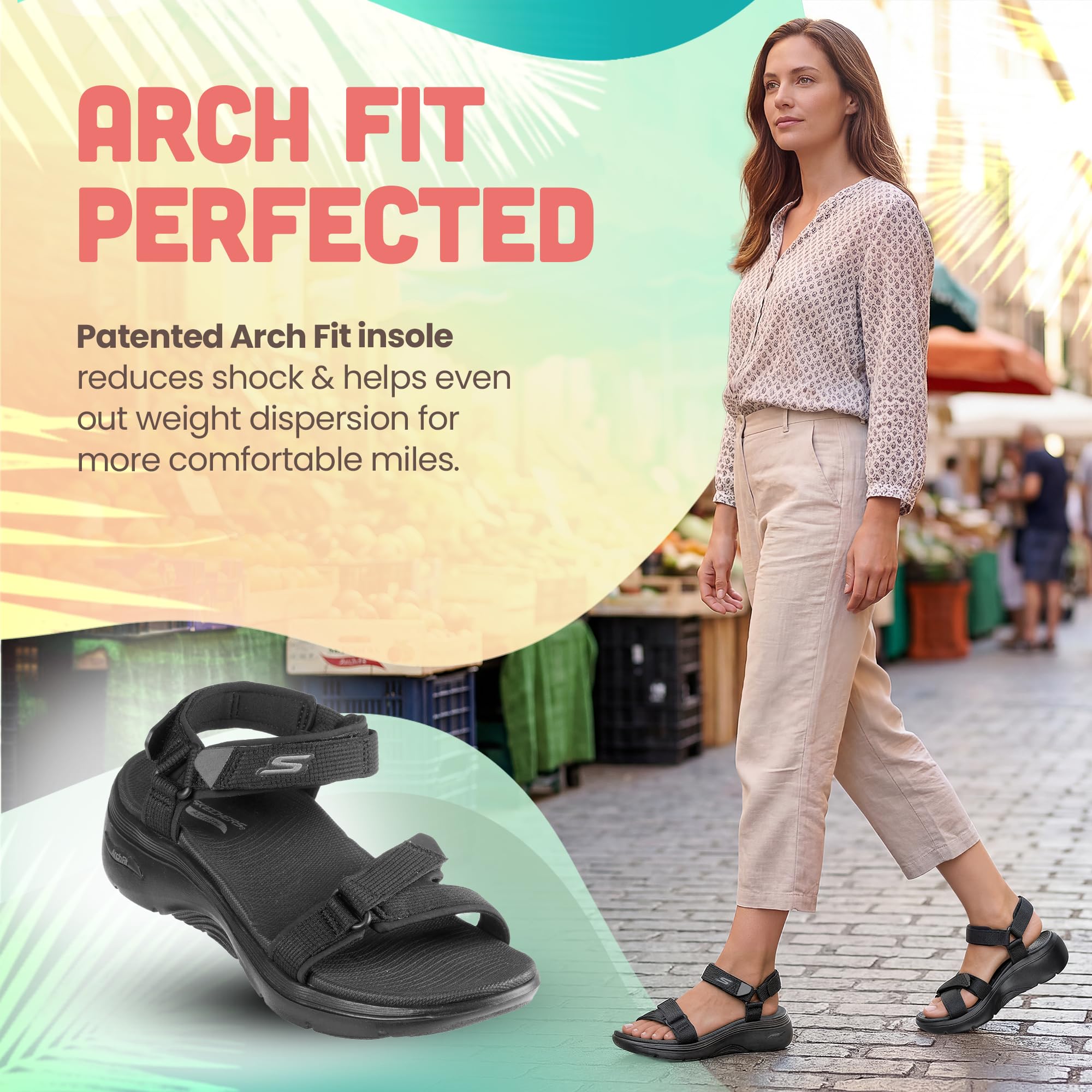 Skechers On-the-go Go Walk Arch Fit 2.0 Sandal - Exhilarate Sandalias para pescadorMujer