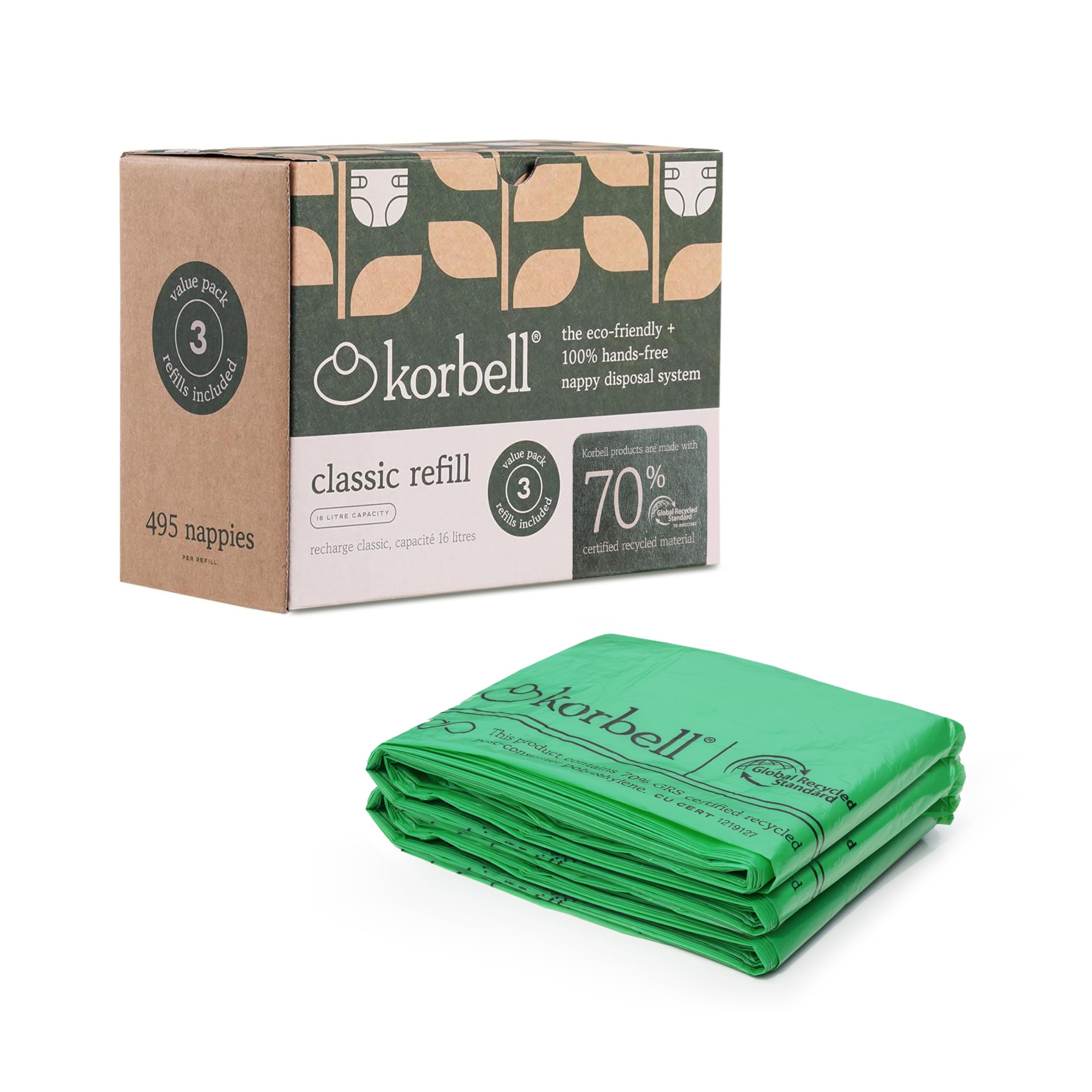 Korbell - Korbell 16L Eco Friendly Nappy Bin Refill