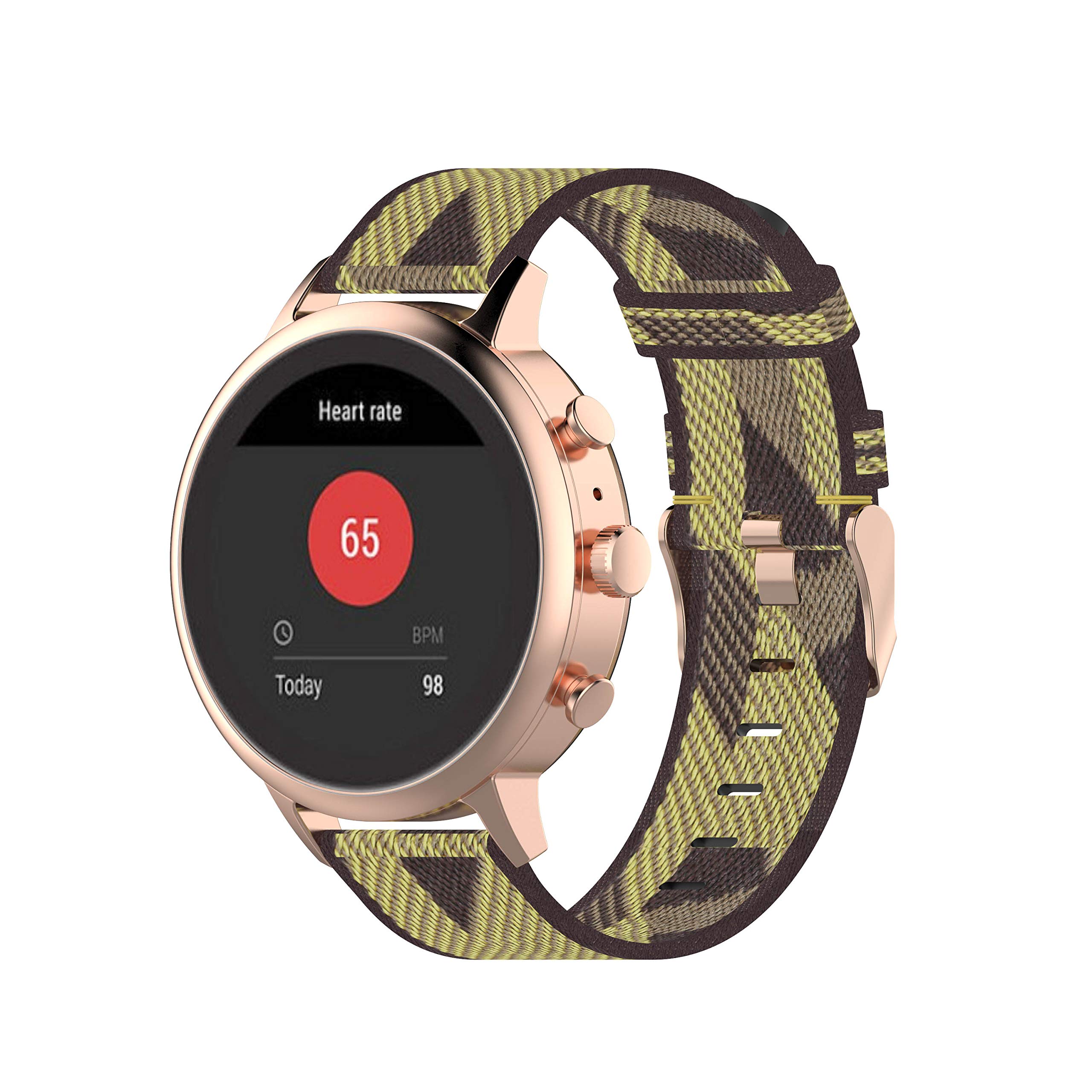 DKEnjoy 18MM Nylon Wristband Replacement Accessory Sports Watch Straps Bracelet Compatible for Fossil Women's Sport/Charter HR/Gen 4 Q Venture HR/Gen 3 Q Venture Smartwatch (Yellow)