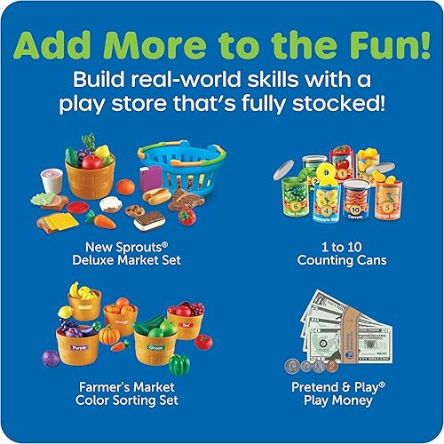 Miniatura 7 de Learning Resources Pretend & Play - Calculadora de caja registradora rosa, 73 piezas, a partir de 3 años, caja registradora para niños, dinero de