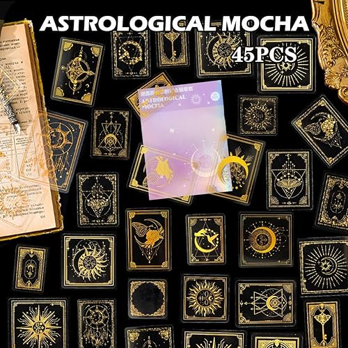 Miniatura 6 de Pegatinas holográficas para diario de balas, paquete de calcomanías doradas brillantes transparentes vintage, calcomanías de resina para álbumes de