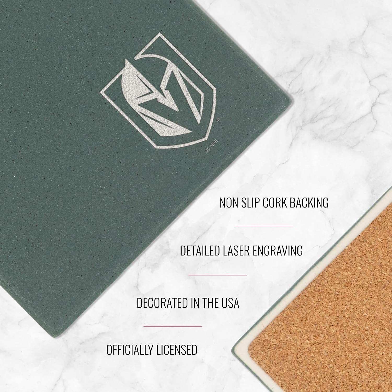 Rico Industries NHL Hockey Vegas Golden Knights Sage Laser Engraved Trendy Color Coaster
