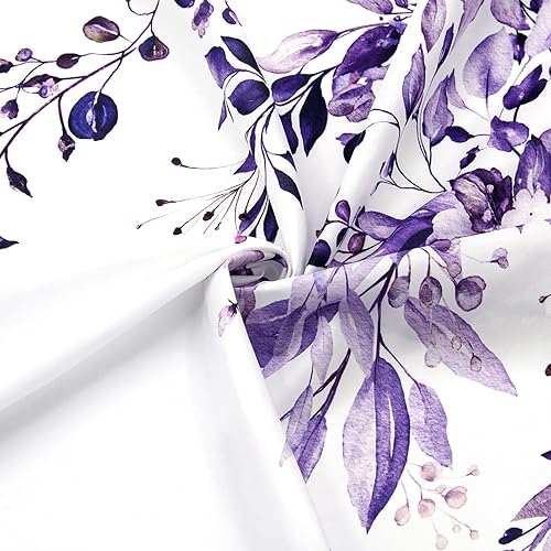 Miniatura 2 de Gibelle Cortina de ducha pequeña de 36 x 72 pulgadas, cortina de ducha estrecha con flores moradas para baño, juego de cortina de ducha de tela de