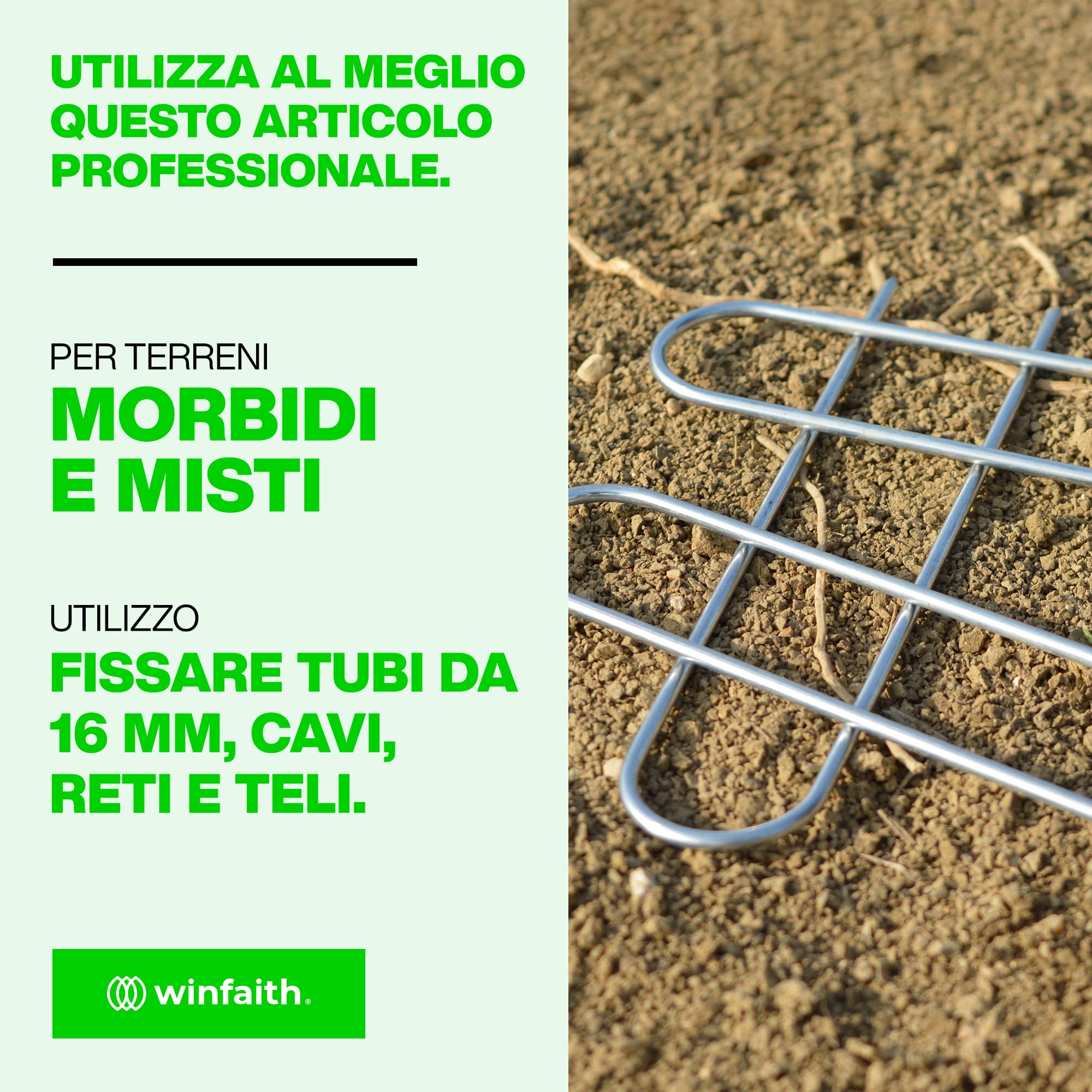 Winfaith Picchetti Telo Pacciamatura H150 x L30 x D3 Pezzi 40 e 40 Rondelle in Plastica
