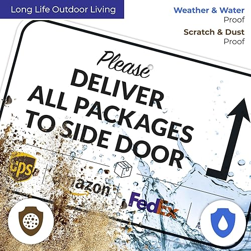Vista 21 de Cartel de entrega del paquete, letrero de instrucciones de entrega, 10 x 7 pulgadas, aluminio 040 libre de óxido, resistente a la decoloración