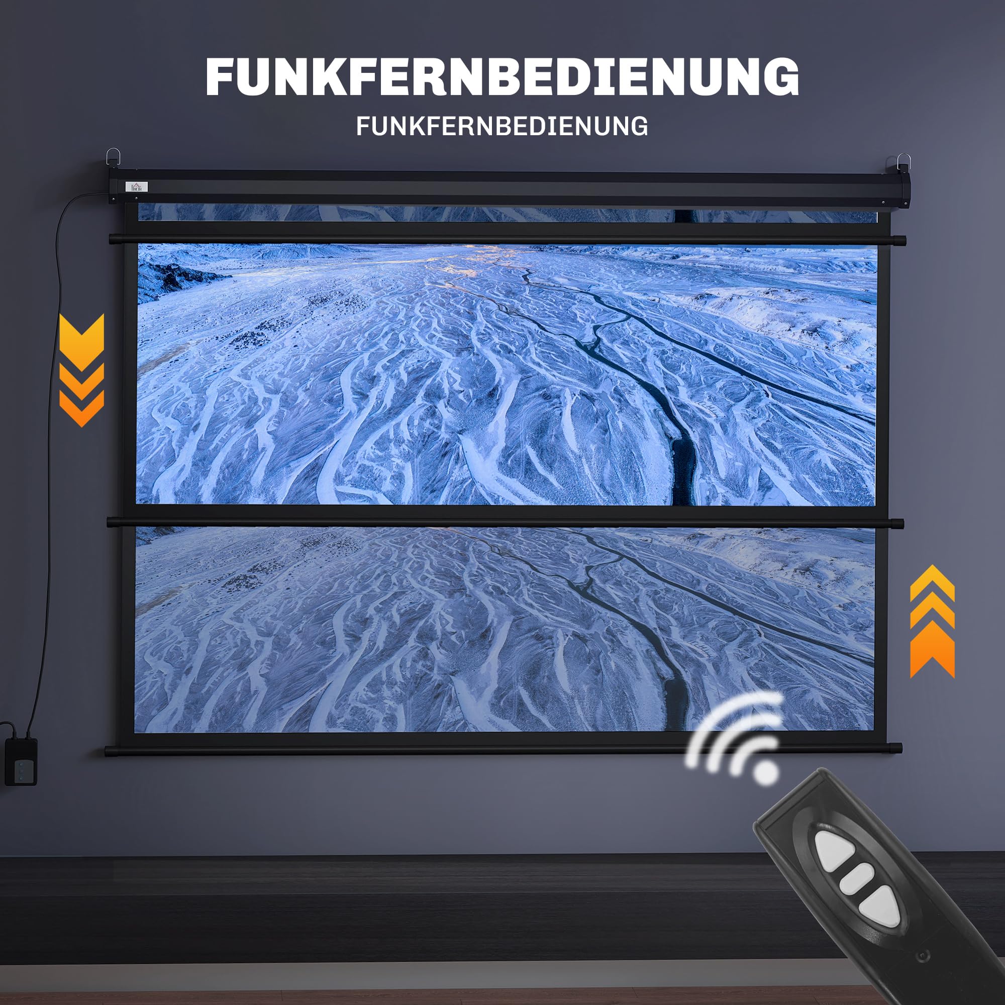 HOMCOM Beamer Leinwand 84" 171 x 130cm 4:3 HD 4K mit Fernbedienung Schwarz | Elektrische Projektionsleinwand, mit Fernbedienung, Motor Leinwand, für Heimkino oder Präsentationen