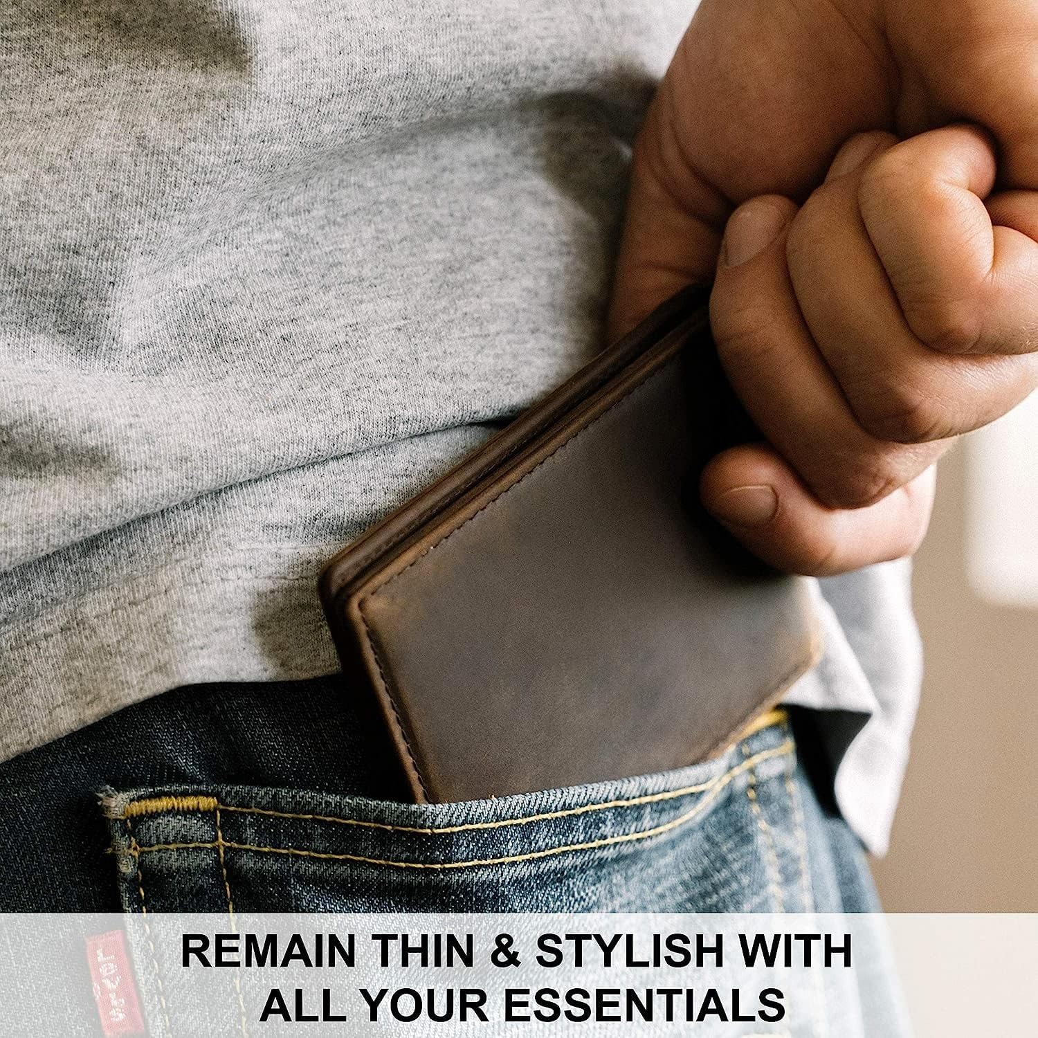 STAY FINE Minimalist Wallet for Men RFID Leather Bifold Slim Billfold with ID and Card Slots - Image 12