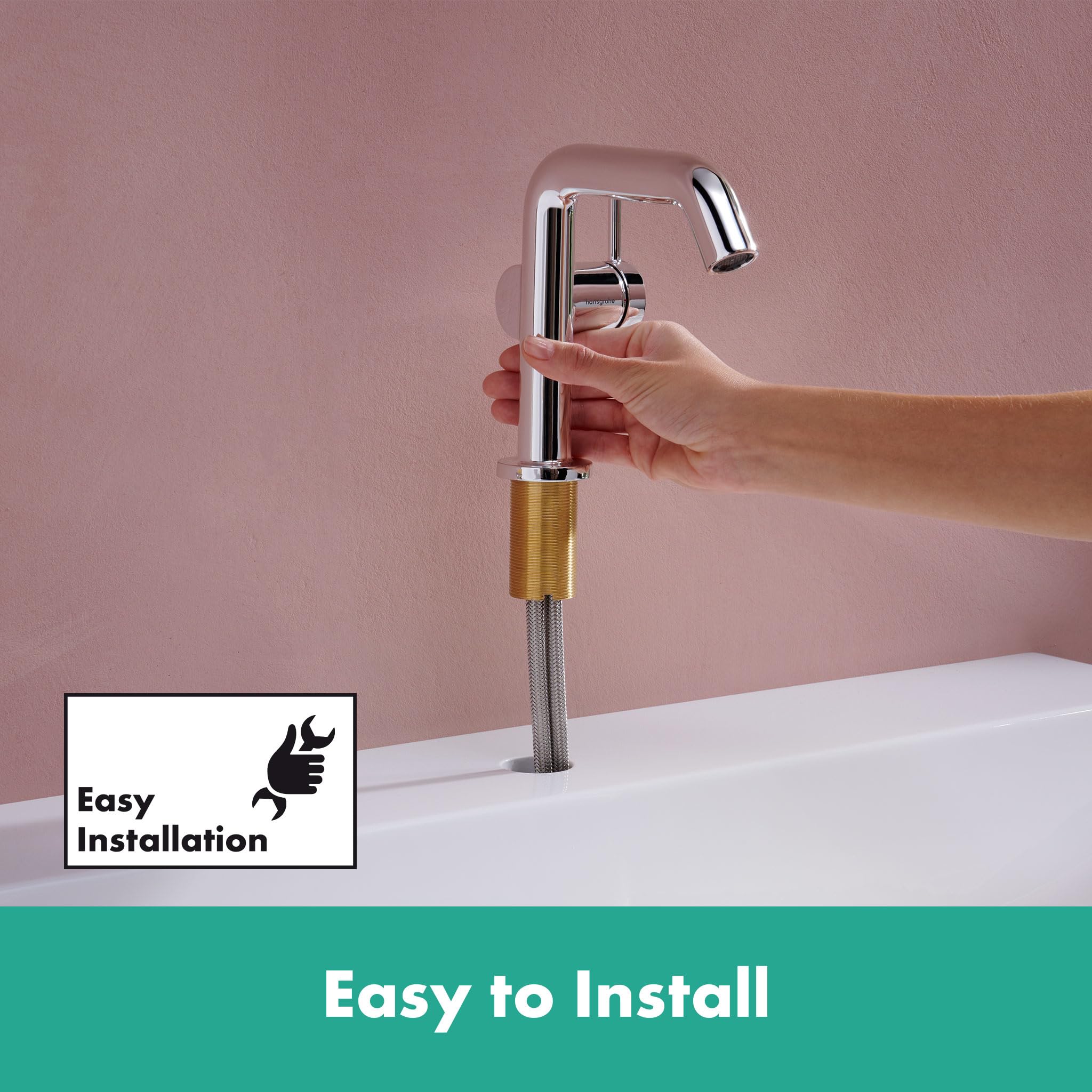 hansgrohe Tecturis S Fine - jednouchwytowa bateria umywalkowa z zestawem odpływowym, kran łazienkowy z wylewką 112 mm, oszczędność wody (EcoSmart+) i energii (CoolStart), chrom, 73320000