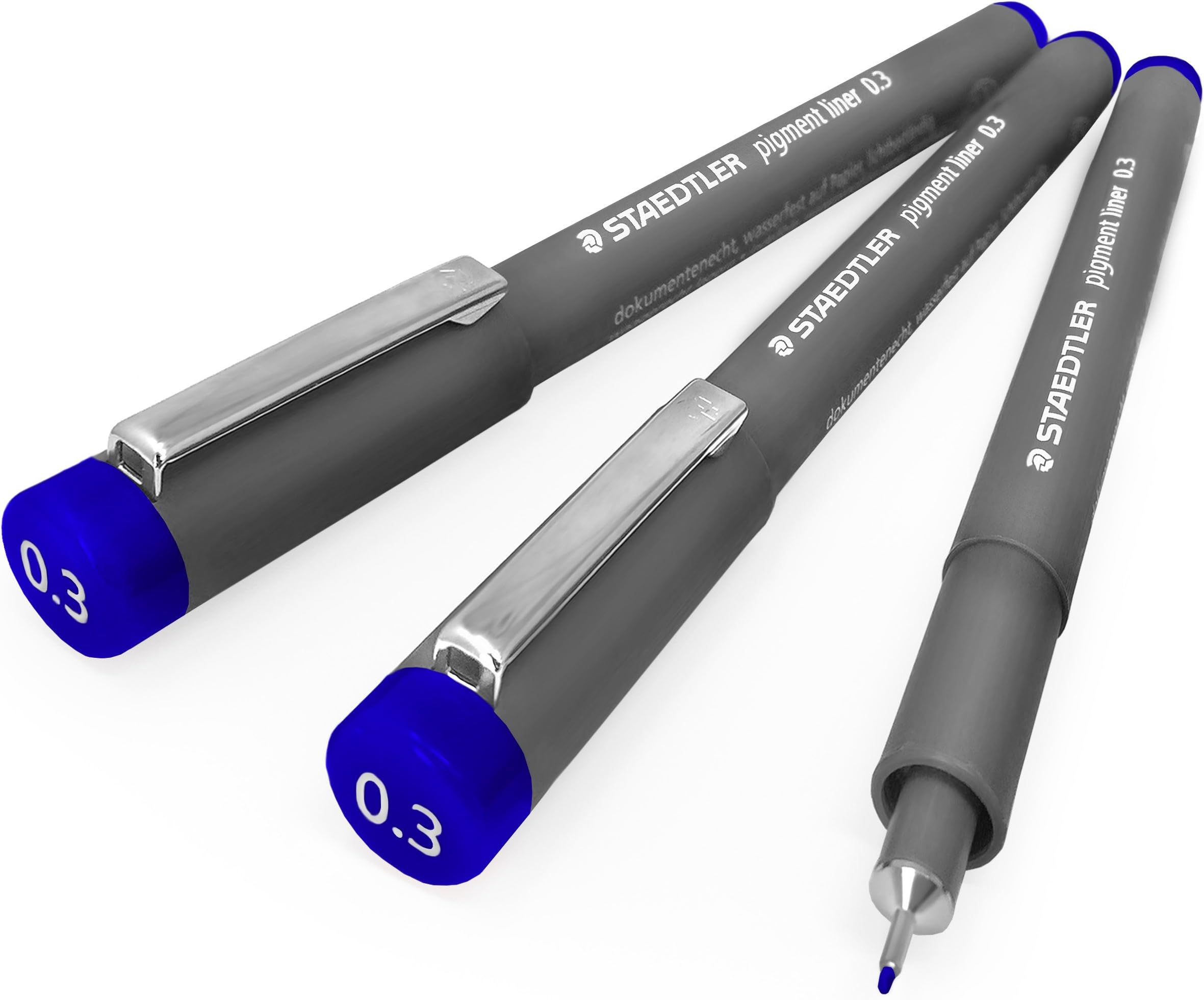 STAEDTLER308 Pigment Liner Fineliner - 0.3mm - Pack of 3 - Blue