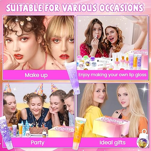 Miniatura 6 de WhizToys Kit de 74 piezas de brillo de labios para principiantes, haz tu propio kit de maquillaje con tubos vacíos para apretar, base transparente,