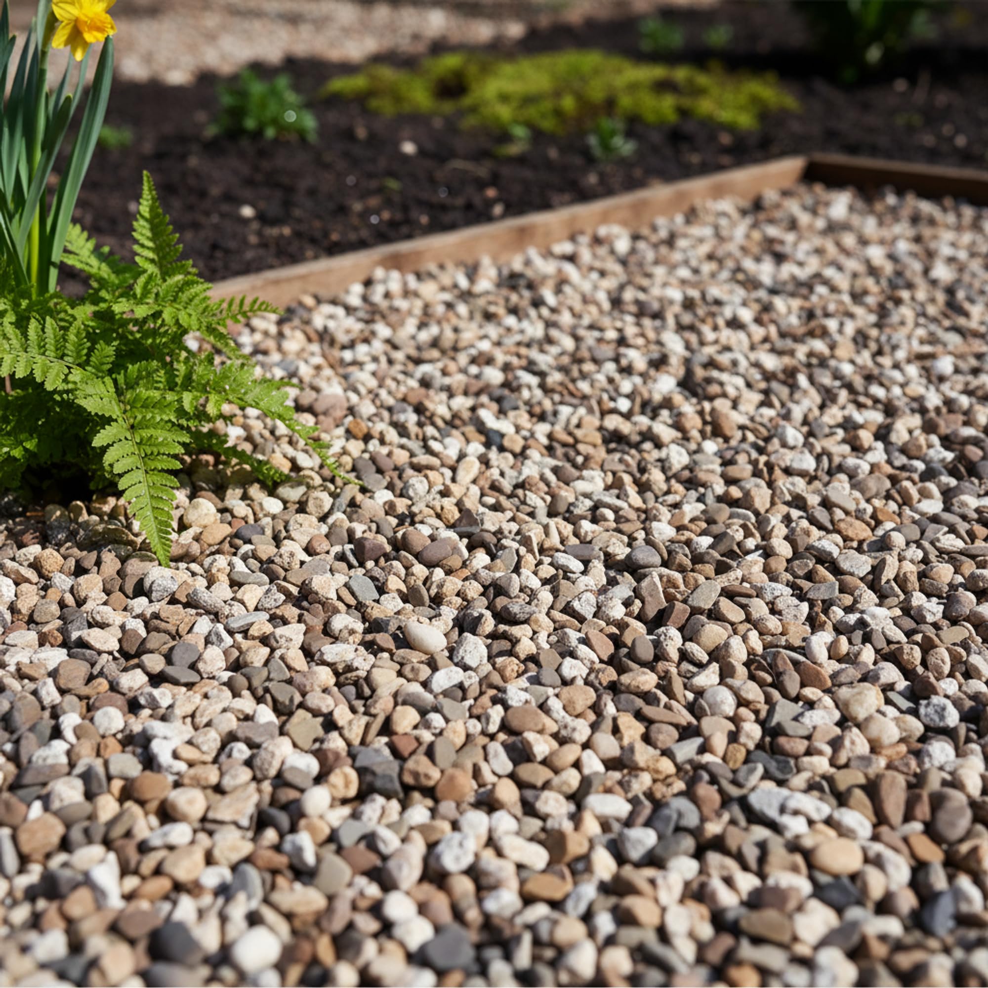 Alwe Rheinkies 2-8 mm – Bunter Zierkies für Garten & Teich, natürlich gerundet, frostsicher und chemiefrei, 25 kg