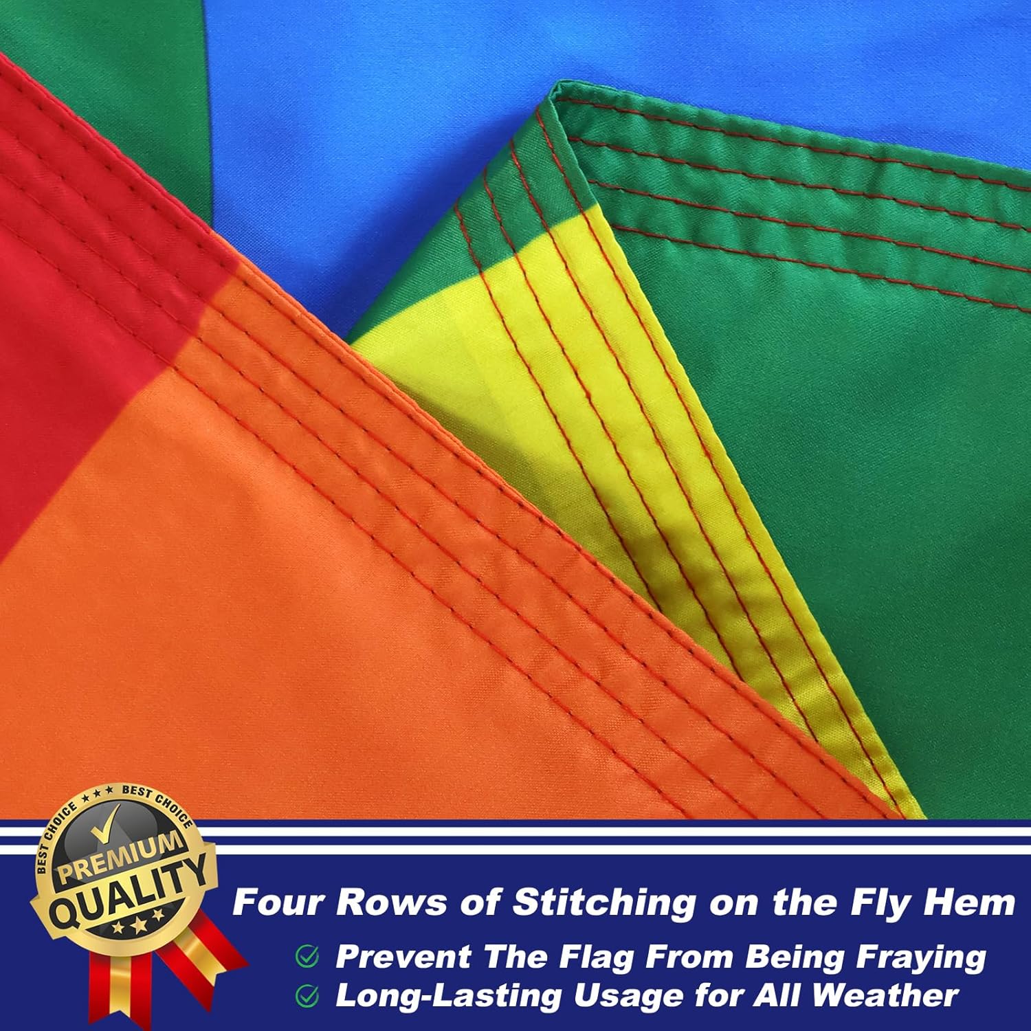 Pride Flag Outdoor 3x5 Double Sided 3-PLY Heavy Duty LGBTQ Flag Lesbian Gay Bisexual Transgender Pride Rainbow Flags Banners with Brass Grommets for Indoor Outdoor Decorations - Image 6