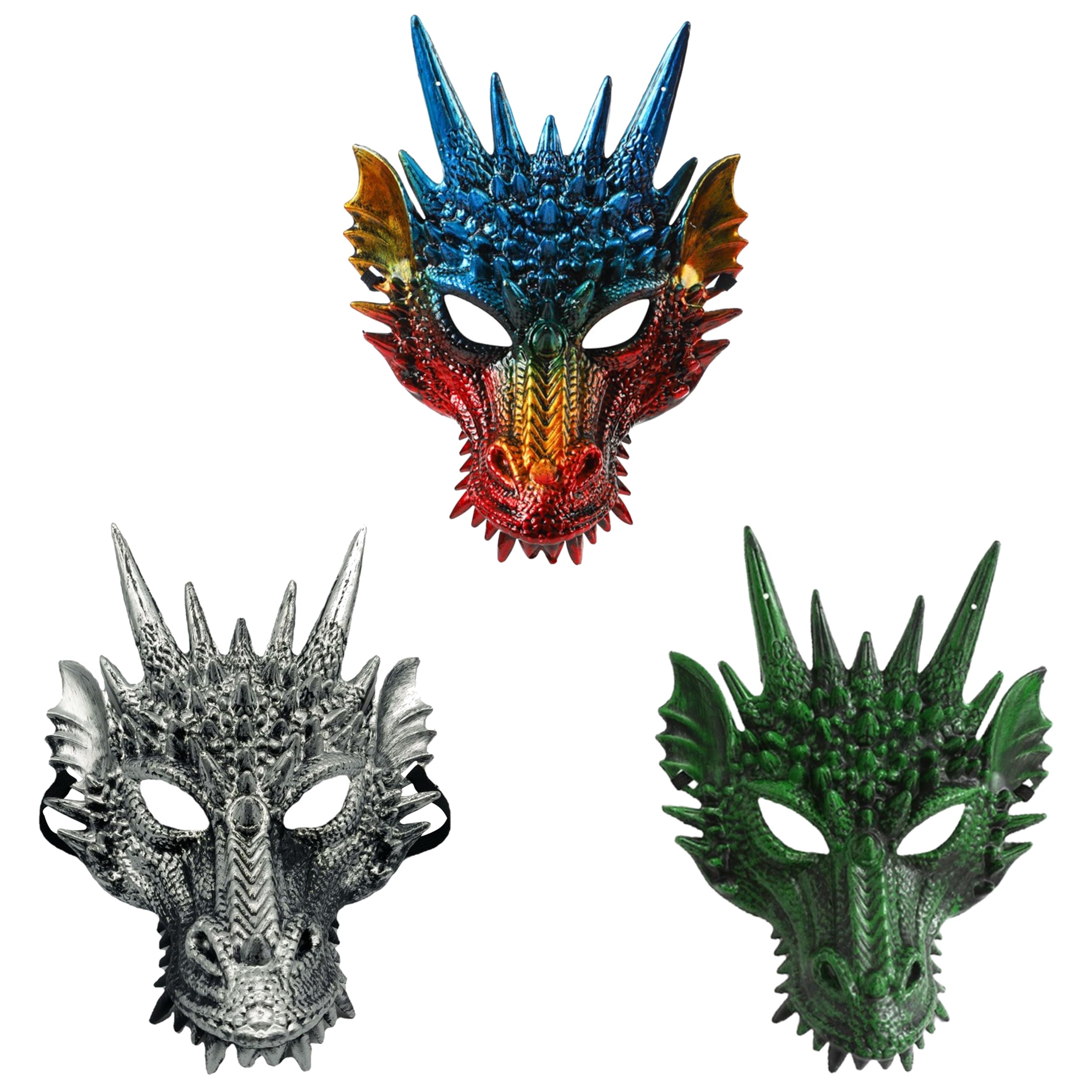 Komonee 3 x Dragon Mask Halloween Adult Drake Lizard Costume Party Game Unisex Fancy Dress Up GOT Outfit Dungeons Thrones — image 1