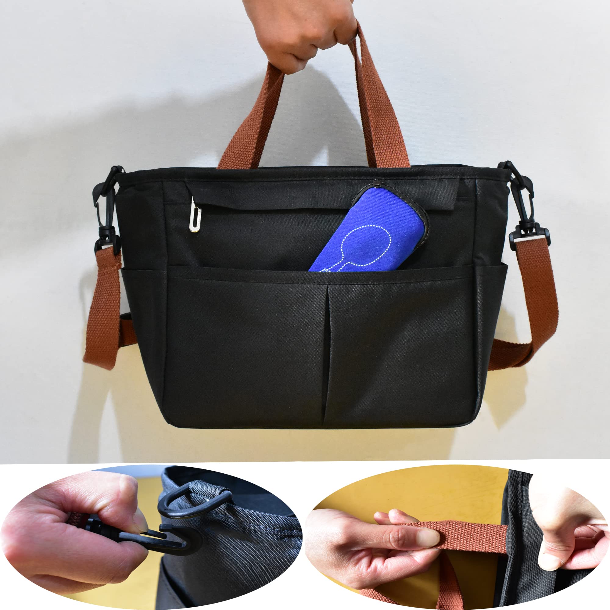 Sac à Lunch Isotherme Réutilisable Deautie - Grande Capacité, 3 Couches Isolantes - Pour Travail, Pique-nique, école - Taille S/noir