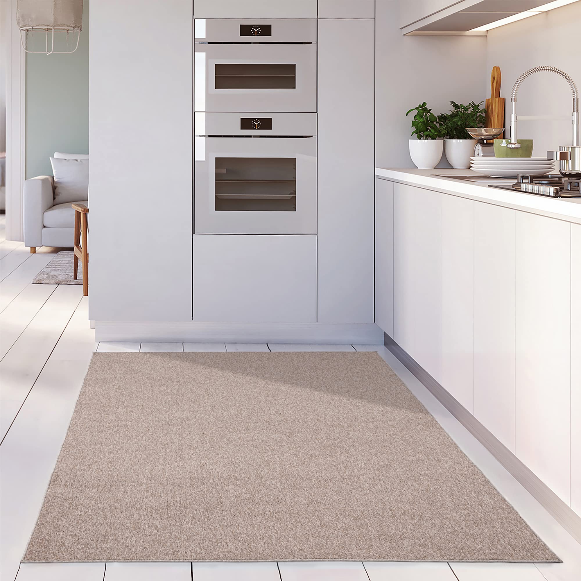 THE RUGS Low Pile Area Rugs - Modern Indoor Rugs for Living Room Bedroom, Dining Room, Entryway - Non-Shedding (Beige, 120x170 cm) - Image 3